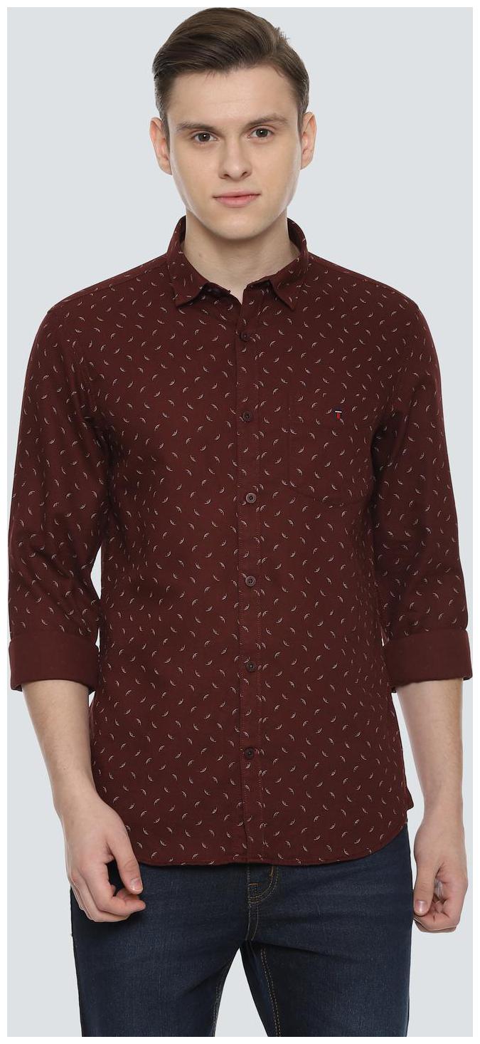 

Louis Philippe Men Maroon Printed Super Slim Fit Casual Shirt