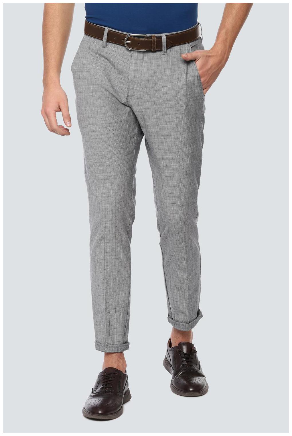

Louis Philippe Men Grey Checked Slim fit Regular trousers