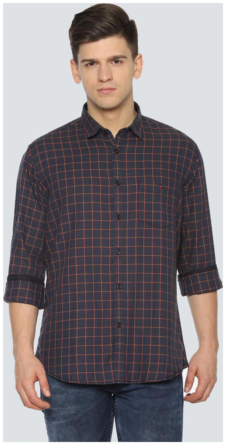 

Louis Philippe Men Blue Checked Slim Fit Casual Shirt
