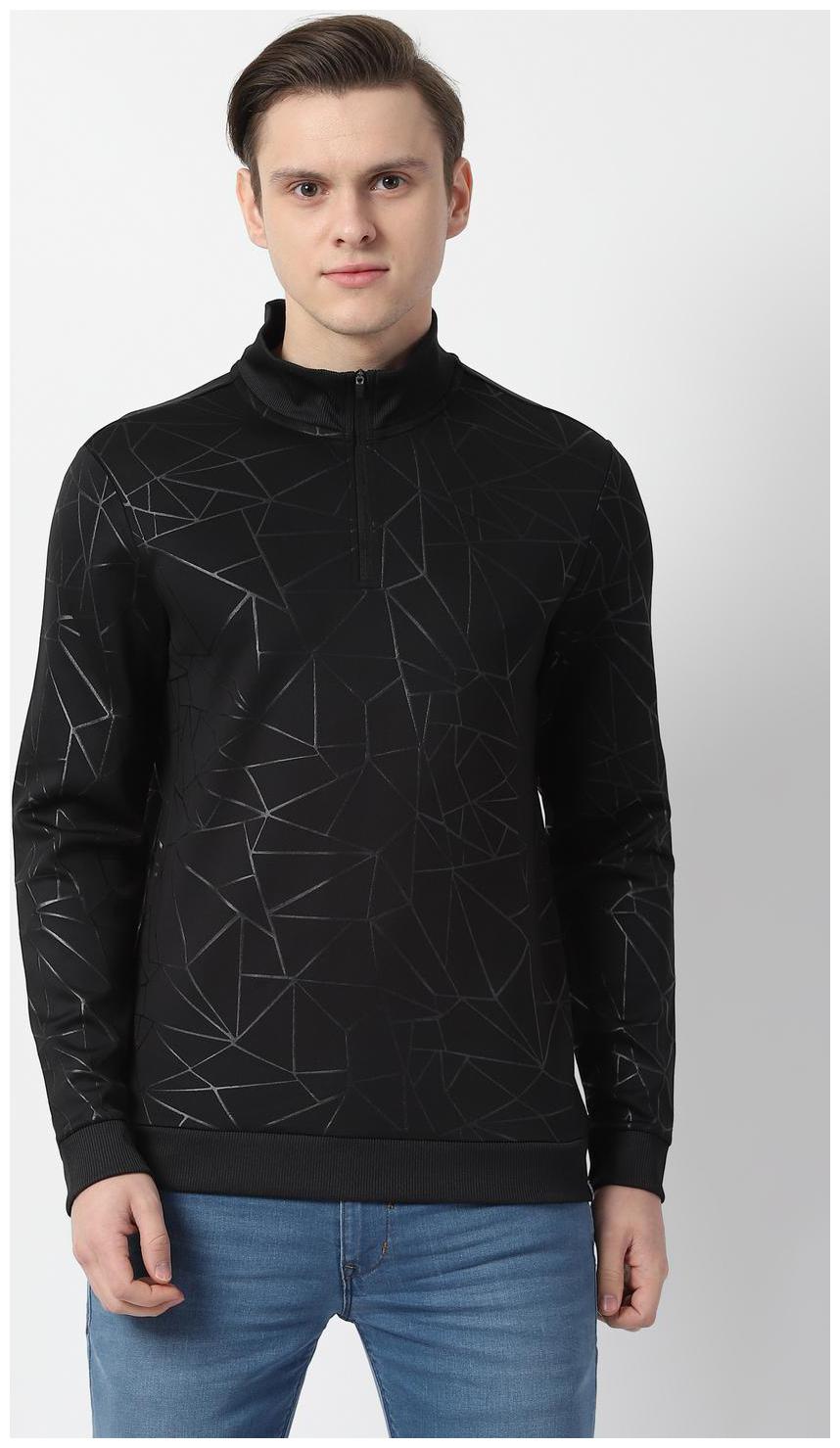 

Louis Philippe Men Black High neck Sweatshirt