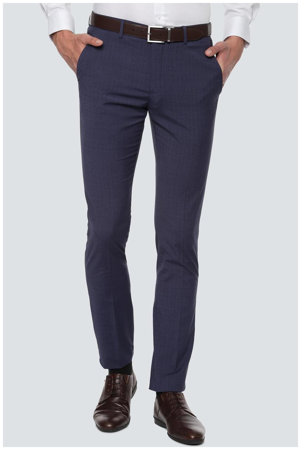 

Louis Philippe Men Checked Slim Fit Formal Trouser - Navy Blue