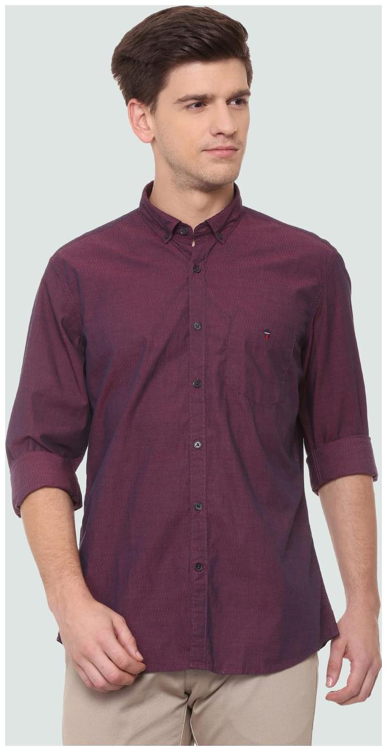 

Louis Philippe Men Purple Weaved Slim Fit Casual Shirt