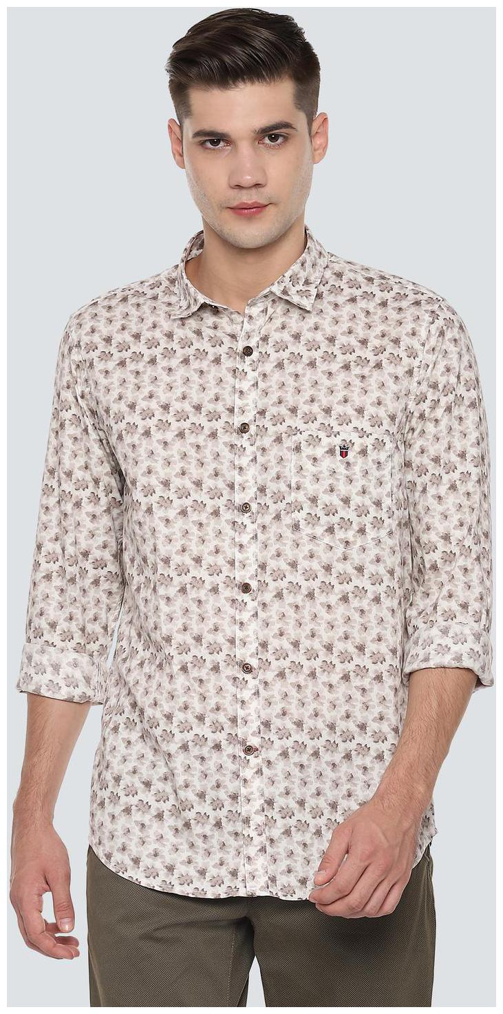 

Louis Philippe Men Beige Printed Super Slim Fit Casual Shirt