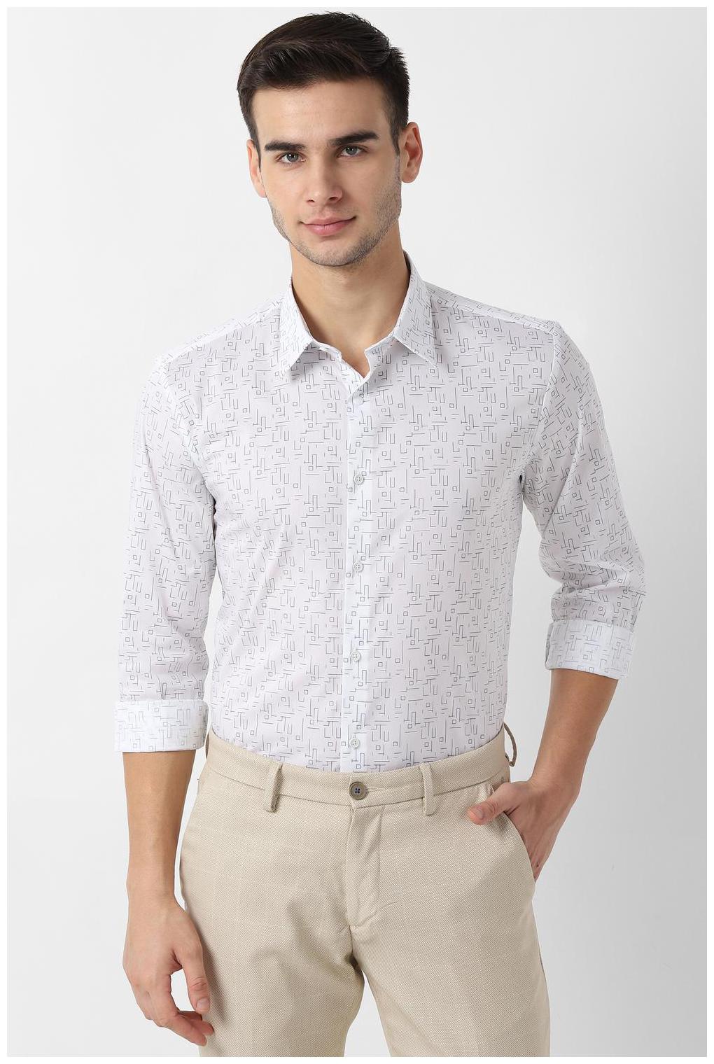 

Louis Philippe Men White Printed Super Slim Fit Casual Shirt