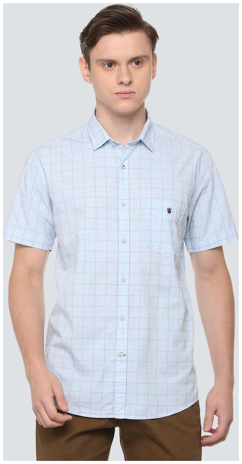 

Louis Philippe Men Blue Checked Slim Fit Casual Shirt