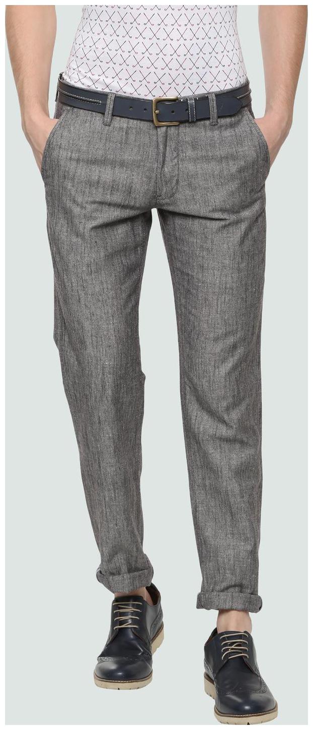 

Louis Philippe Men Grey Solid Slim fit Regular trousers