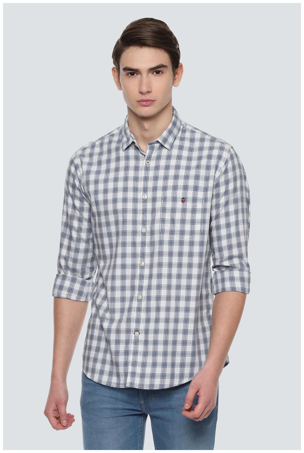 

Louis Philippe Men Blue Checked Slim Fit Casual Shirt