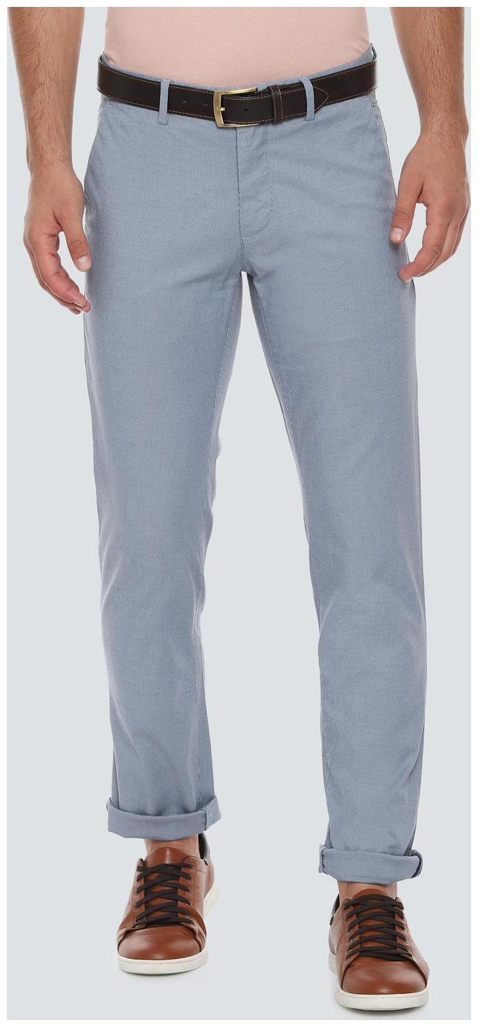 

Louis Philippe Men Grey Textured Slim fit Regular trousers