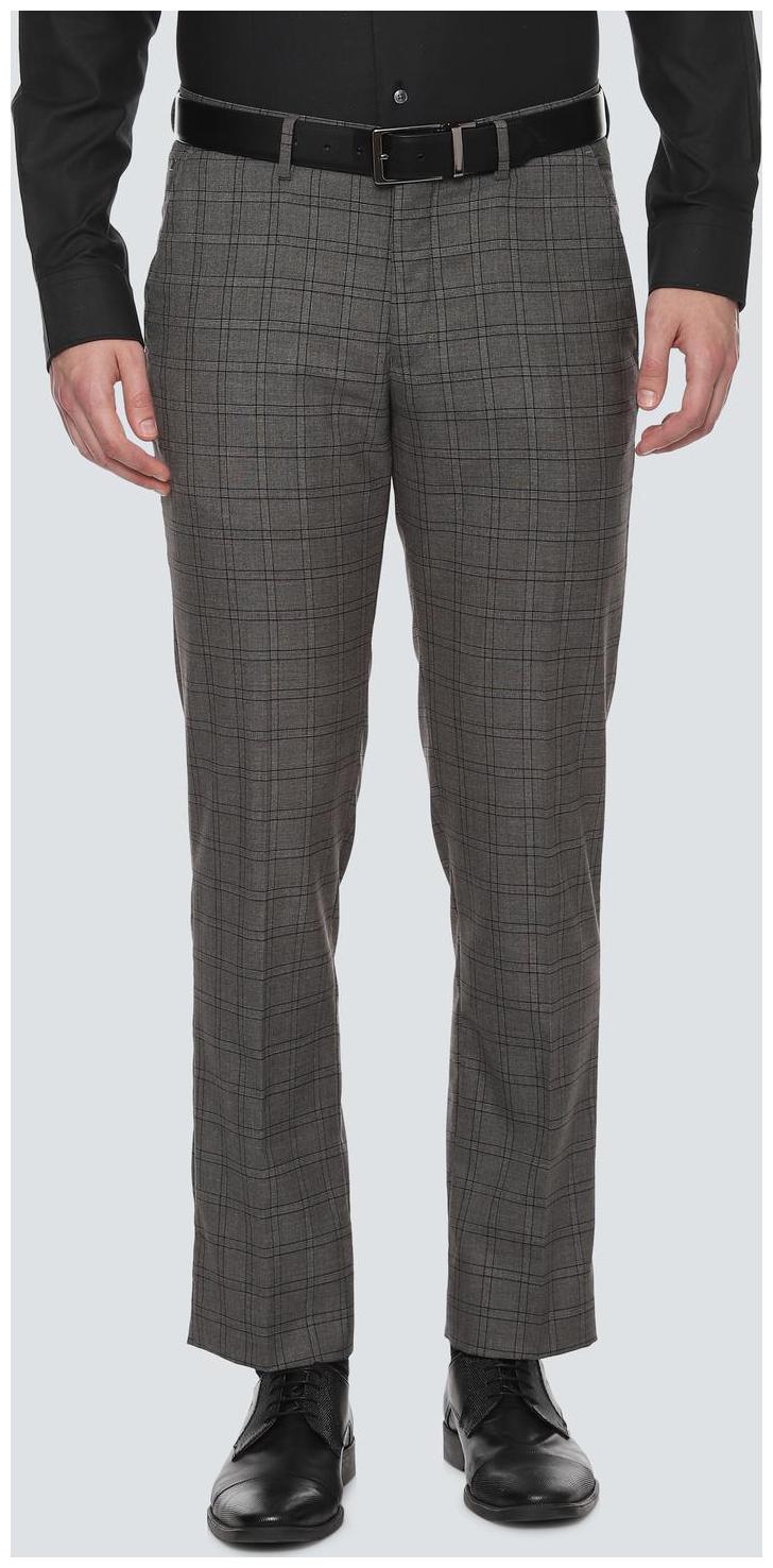 

Louis Philippe Men Checked Slim Fit Formal Trouser - Grey
