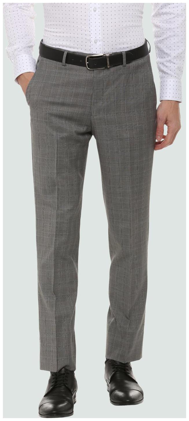 

Louis Philippe Men Checked Slim Fit Formal Trouser - Grey