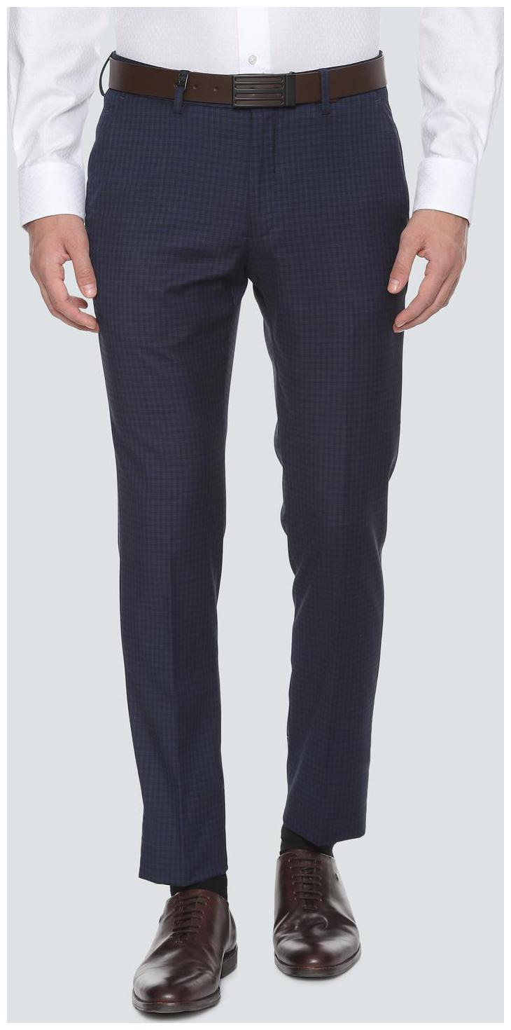 

Louis Philippe Men Checked Slim Fit Formal Trouser - Blue