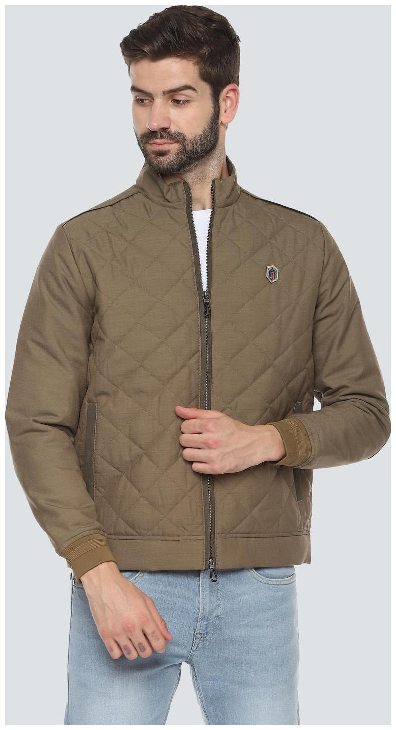 

Louis Philippe Men Beige Solid Bomber jacket