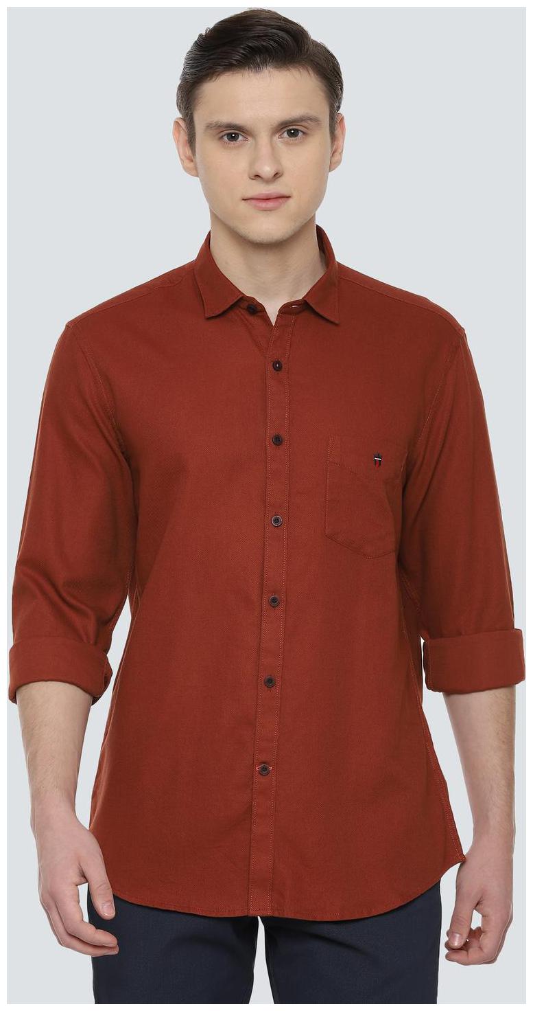 

Louis Philippe Men Brown Weaved Slim Fit Casual Shirt