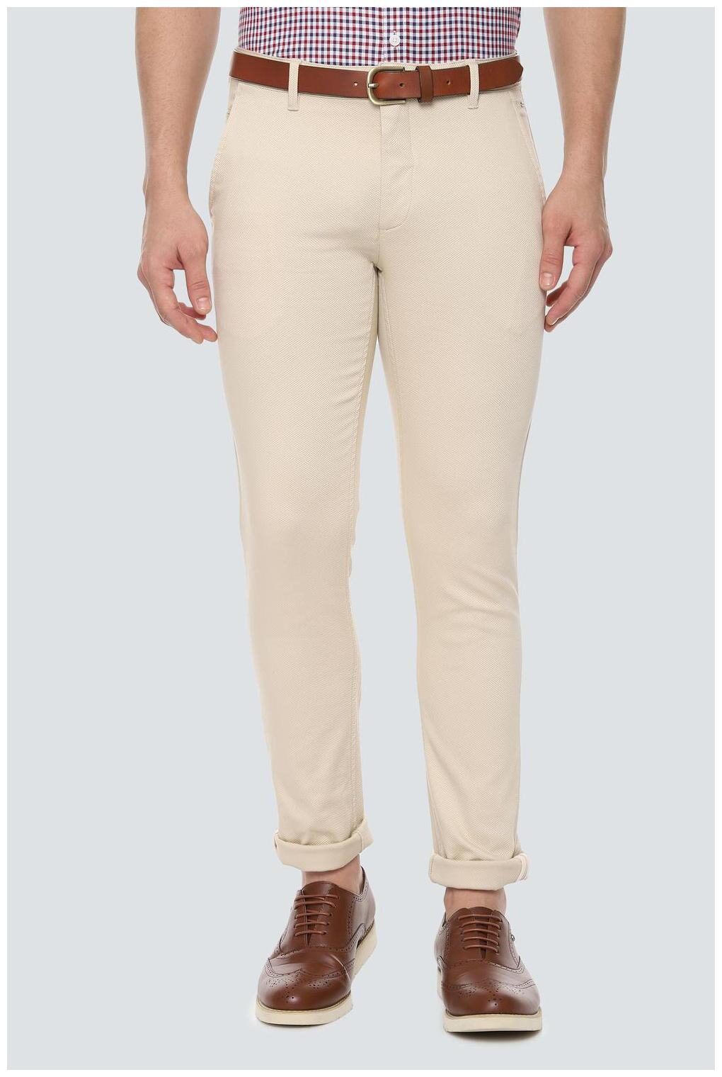 

Louis Philippe Men Beige Textured Slim fit Regular trousers