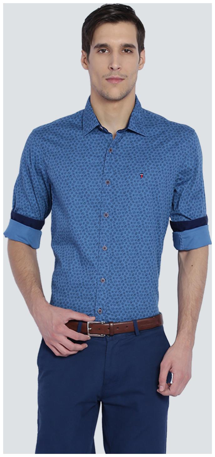 

Louis Philippe Men Blue Printed Slim Fit Casual Shirt