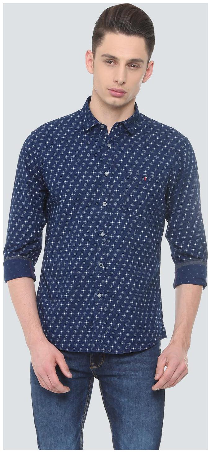

Louis Philippe Men Blue Printed Slim Fit Casual Shirt