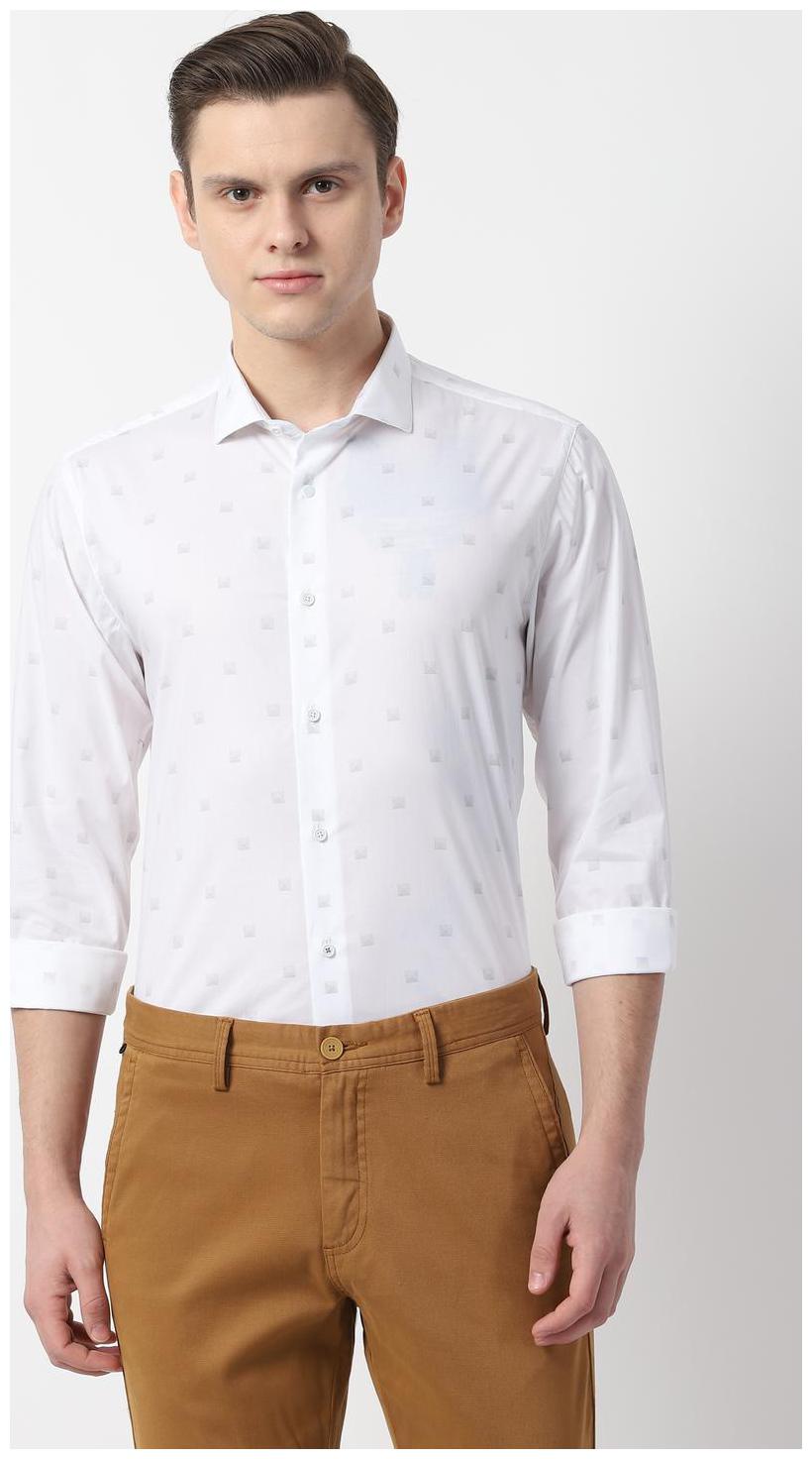 

Louis Philippe Men White Printed Super Slim Fit Casual Shirt