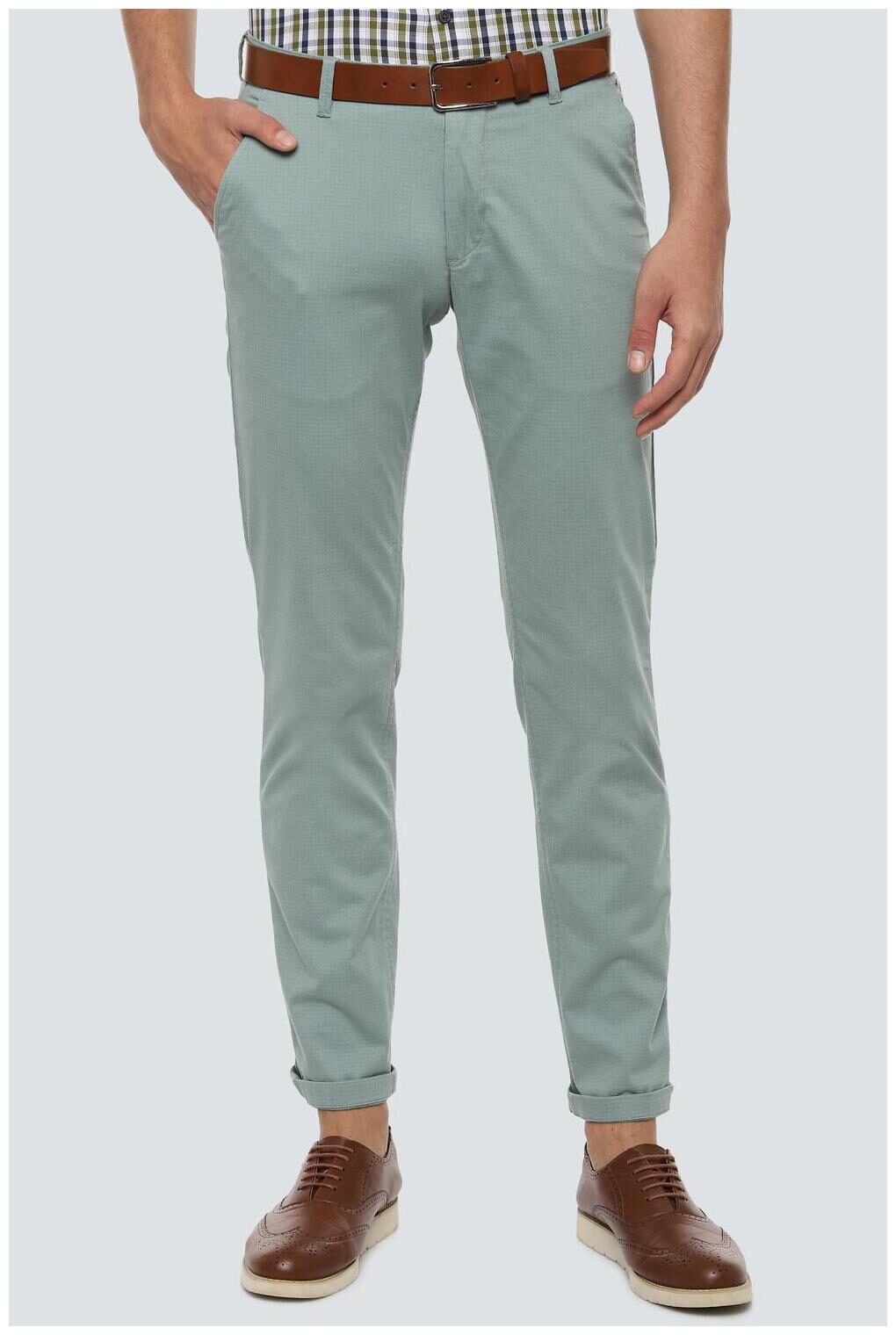 

Louis Philippe Men Green Solid Slim fit Regular trousers