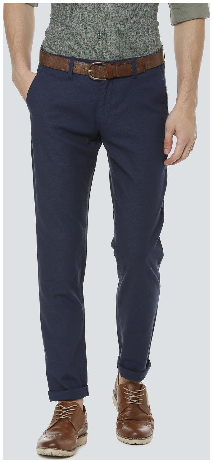 

Louis Philippe Men Blue Textured Slim fit Regular trousers