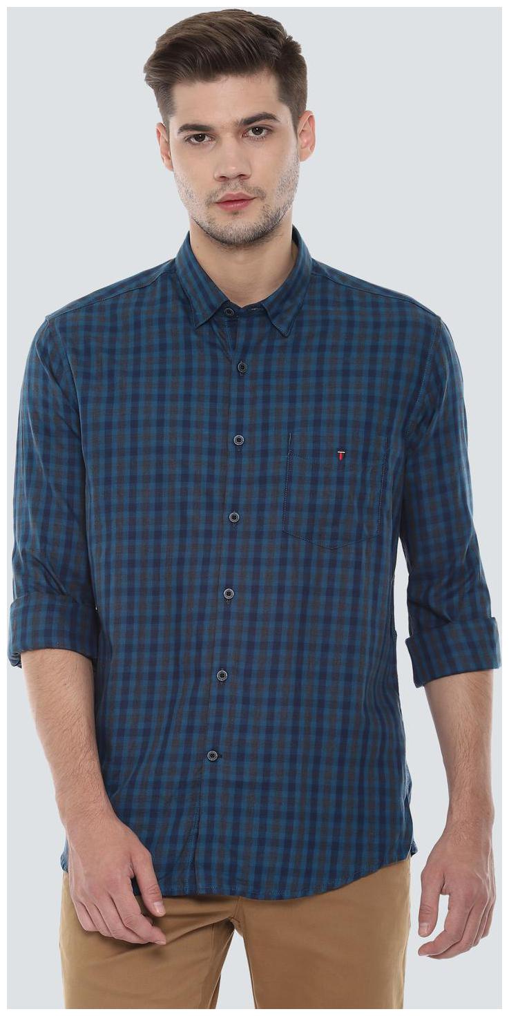 

Louis Philippe Men Blue Checked Slim Fit Casual Shirt