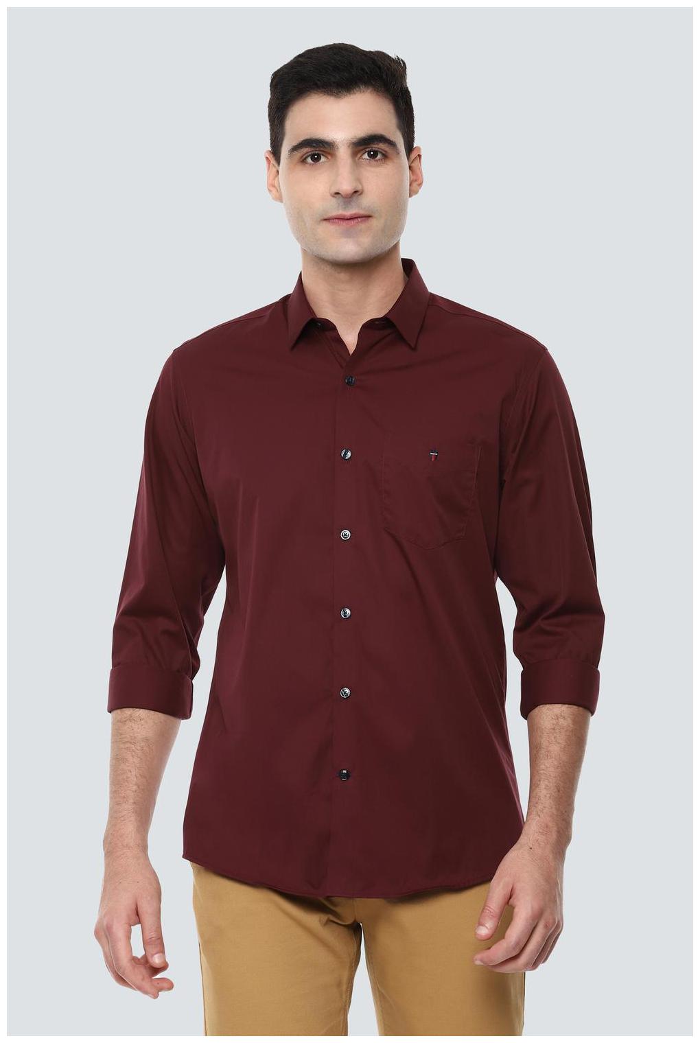 

Louis Philippe Men Maroon Solid Slim Fit Casual Shirt