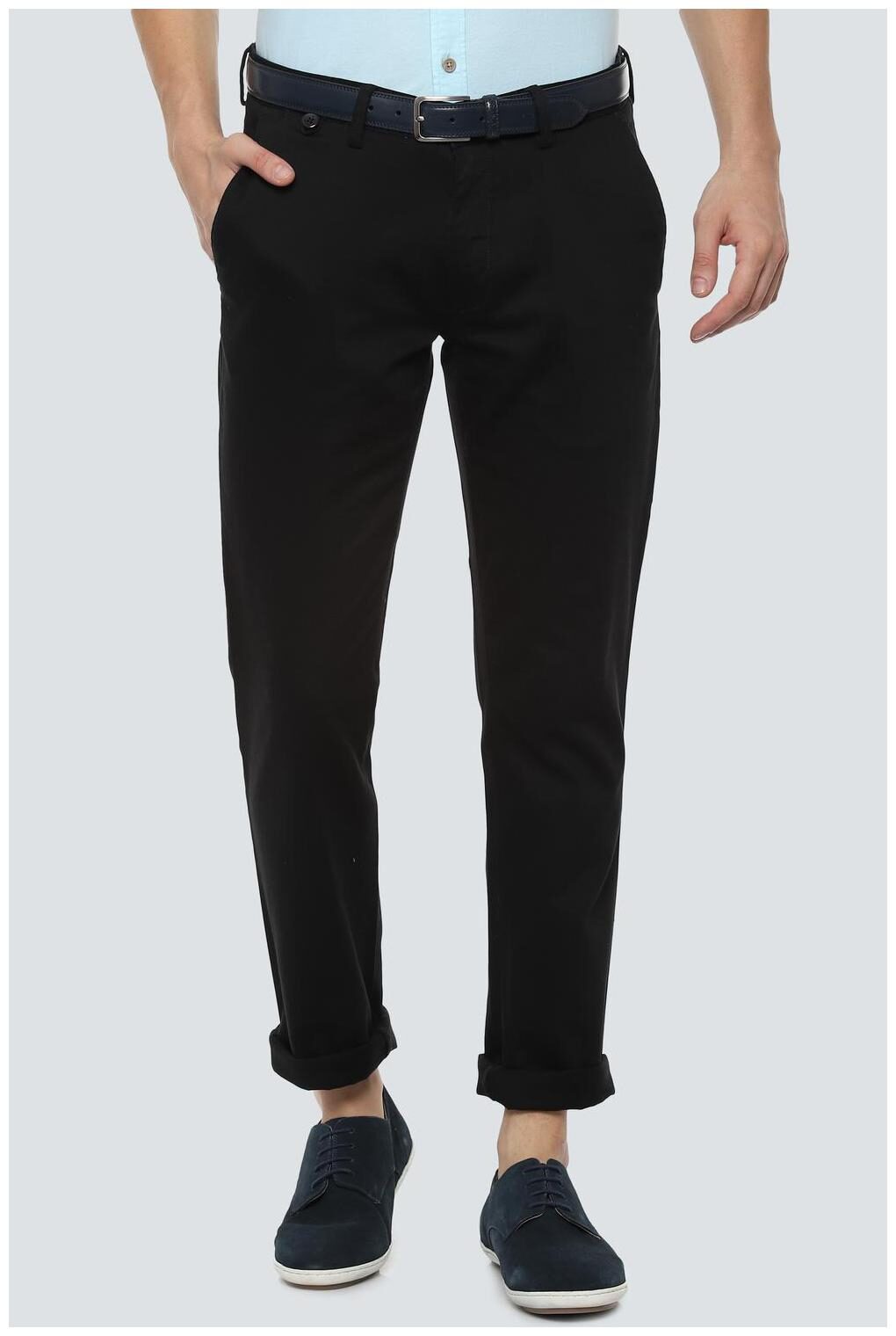 

Louis Philippe Men Black Solid Slim fit Regular trousers