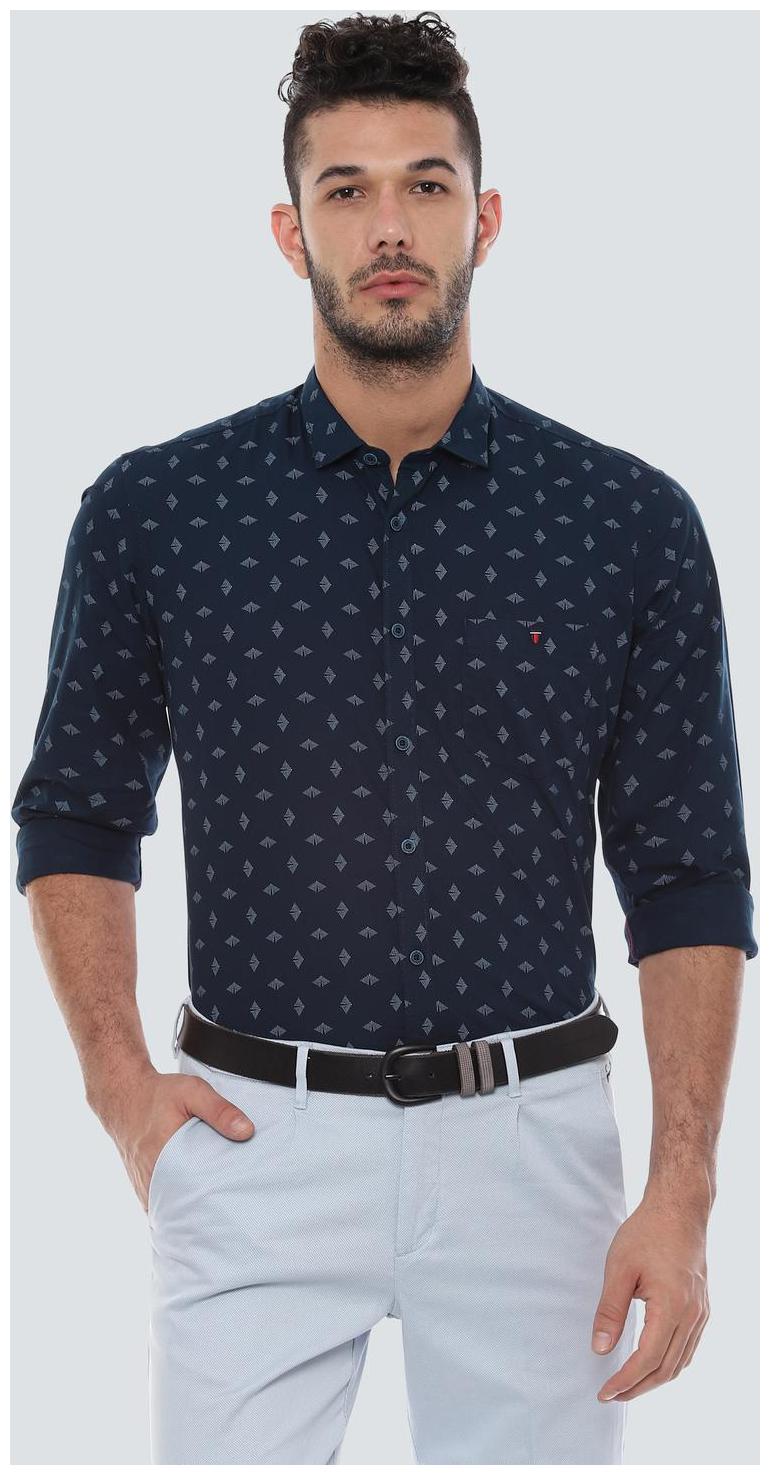 

Louis Philippe Men Blue Printed Slim Fit Casual Shirt