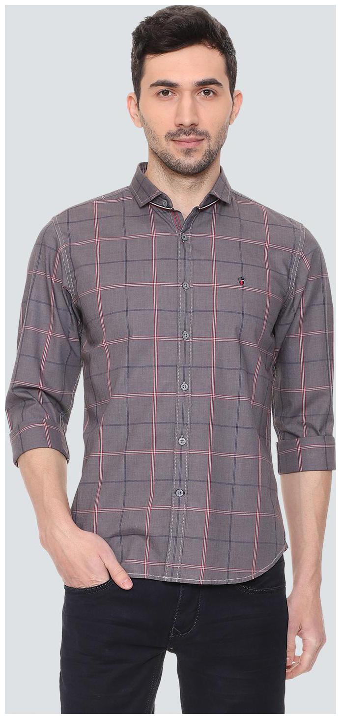 

Louis Philippe Men Grey Checked Super Slim Fit Casual Shirt