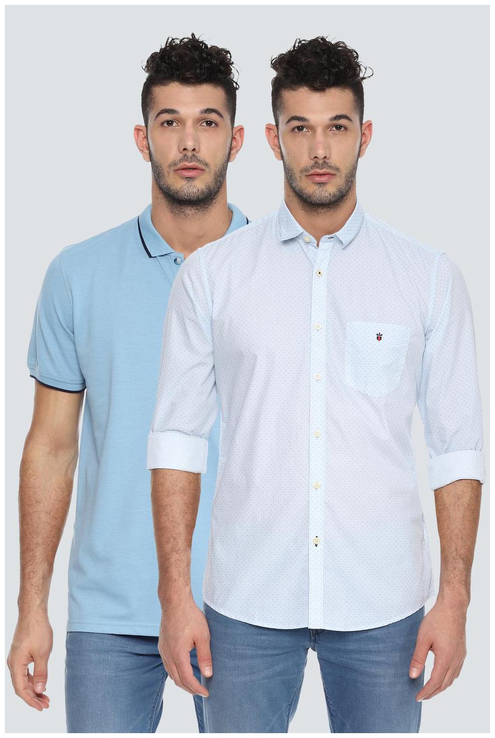 

Louis Philippe Men Blue White Printed Slim Fit Casual Shirt