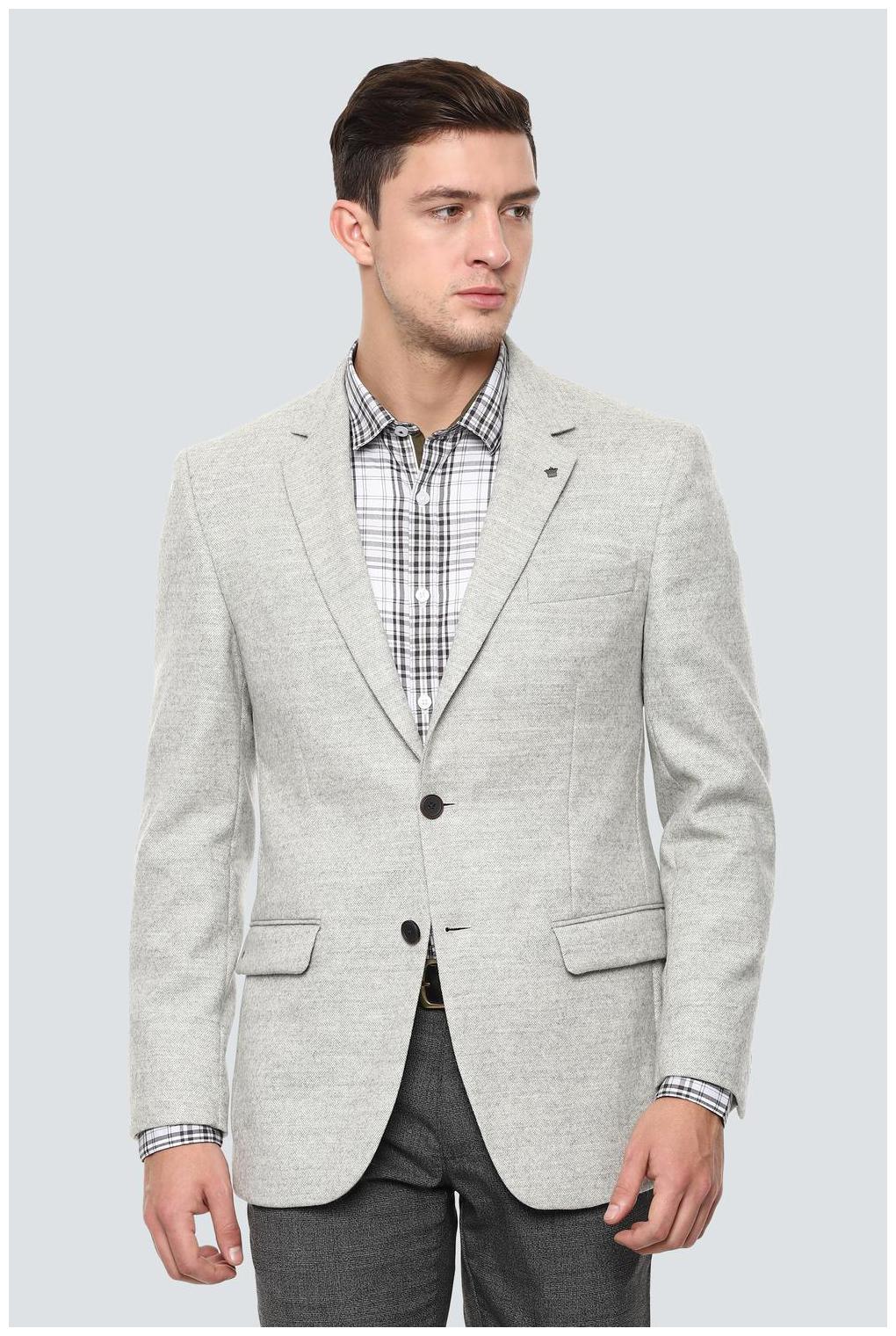 

Louis Philippe Men Grey Textured Regular fit Single Breasted Blazer