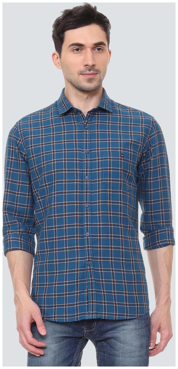 

Louis Philippe Men Blue Checked Slim Fit Casual Shirt