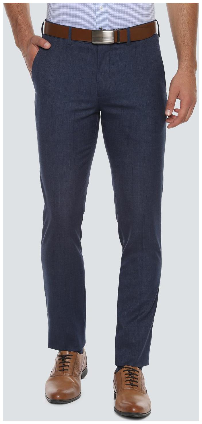 

Louis Philippe Men Checked Slim Fit Formal Trouser - Blue