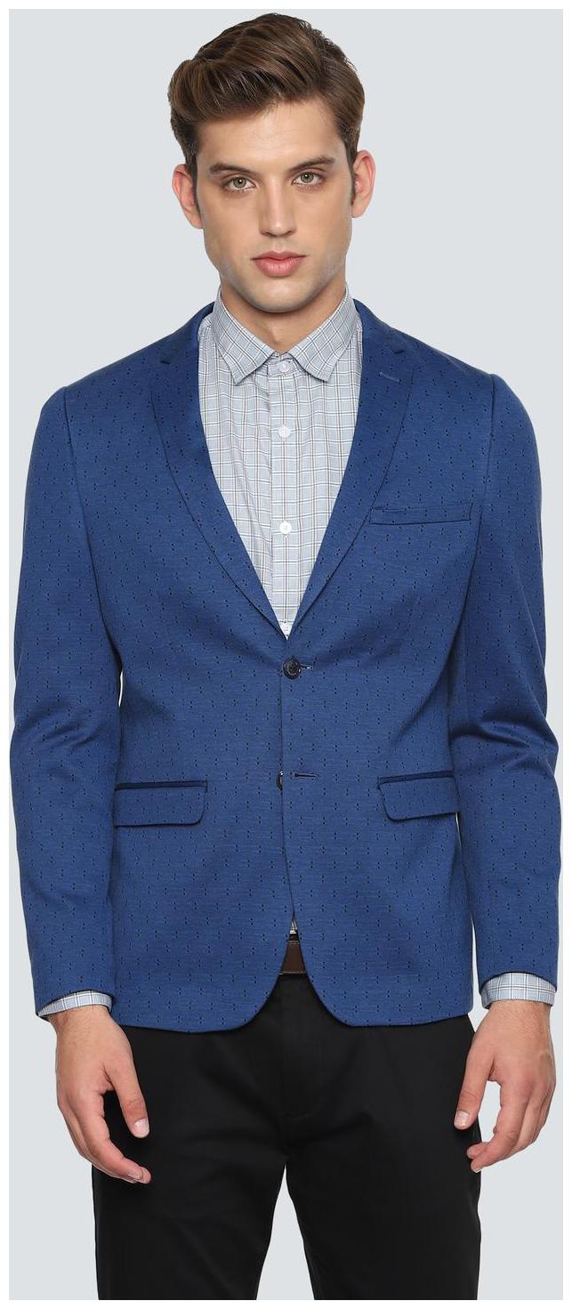 

Louis Philippe Men Blue Printed Slim fit Single Breasted Blazer