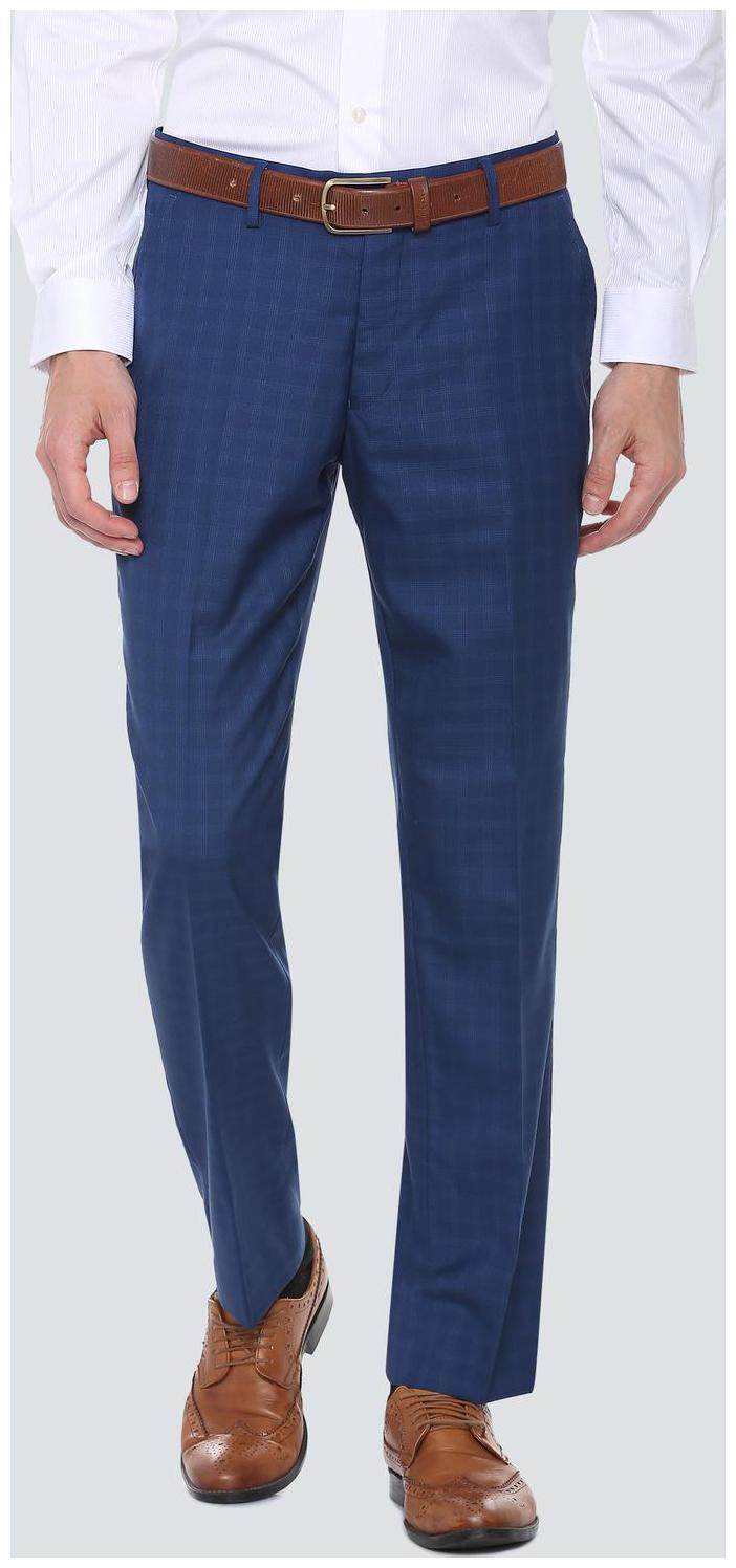 

Louis Philippe Men Checked Regular Fit Formal Trouser - Blue