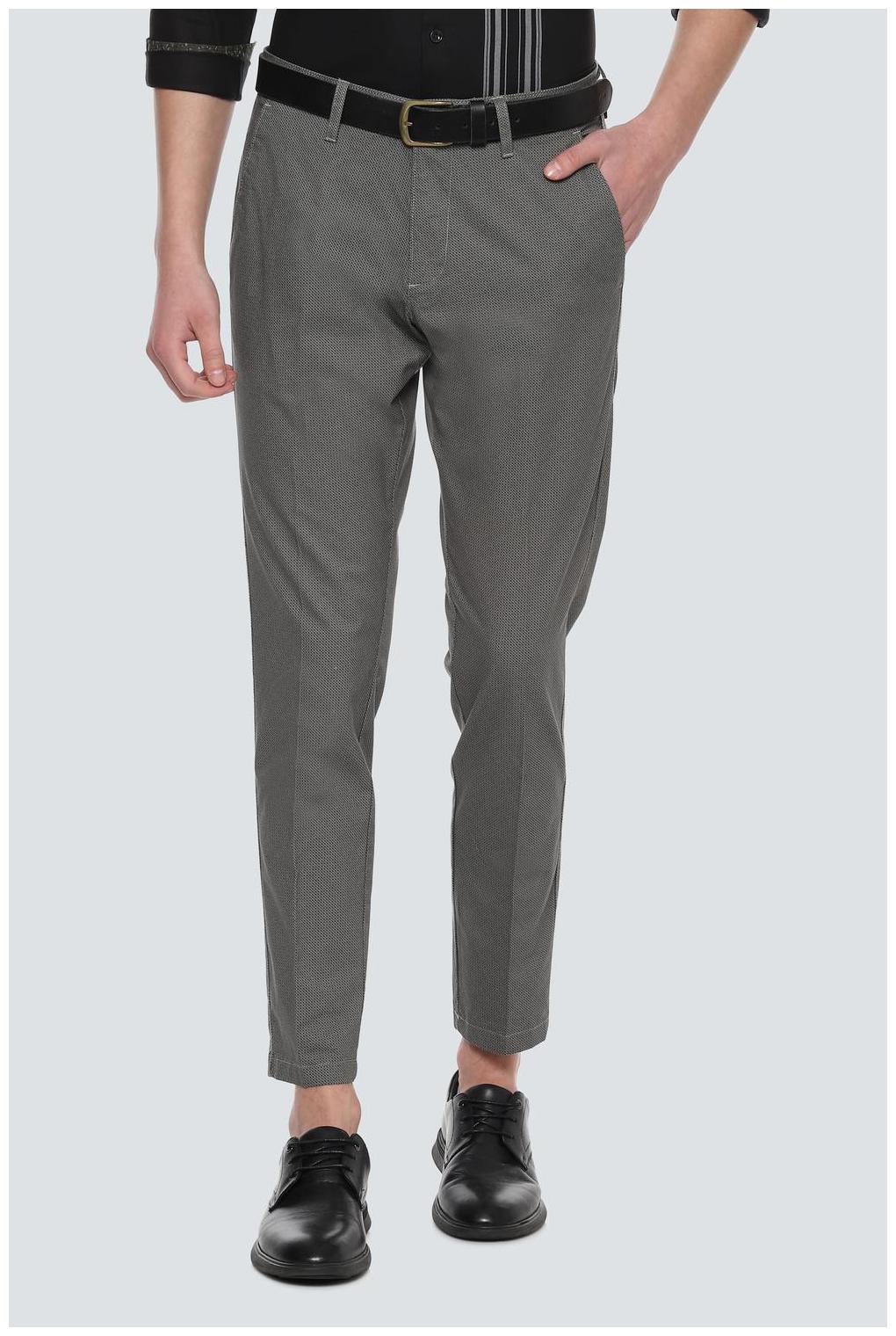 

Louis Philippe Men Grey Textured Slim fit Regular trousers