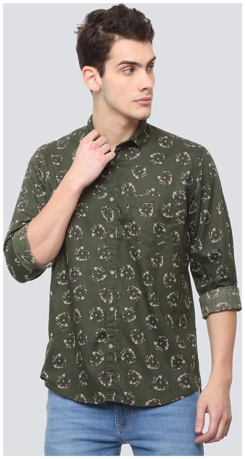 

Louis Philippe Men Green Printed Slim Fit Casual Shirt
