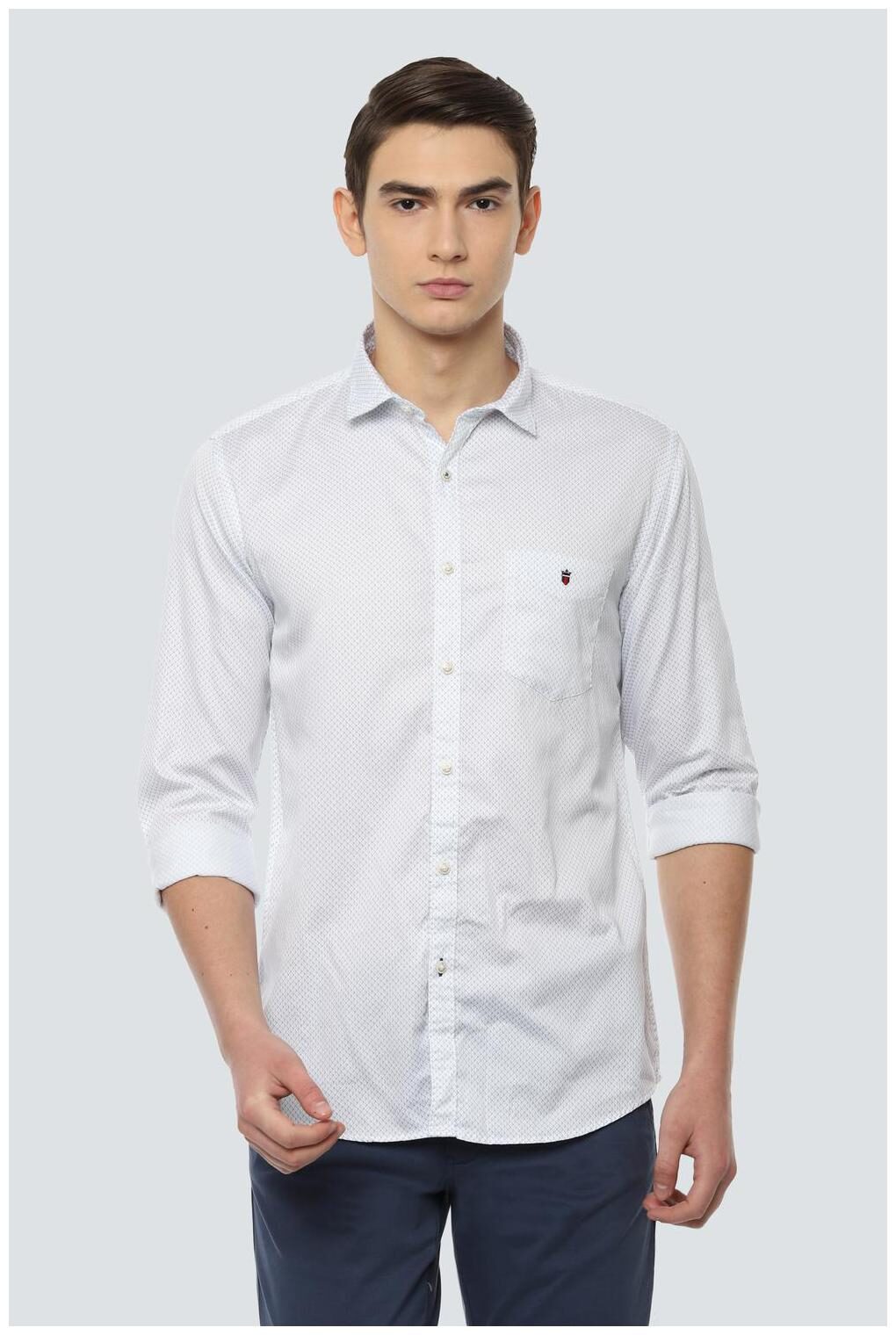 

Louis Philippe Men White Printed Super Slim Fit Casual Shirt