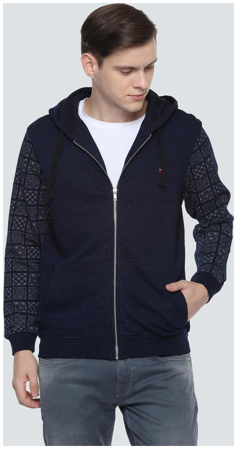 

Louis Philippe Men Cotton Textured Blue Sweatshirt