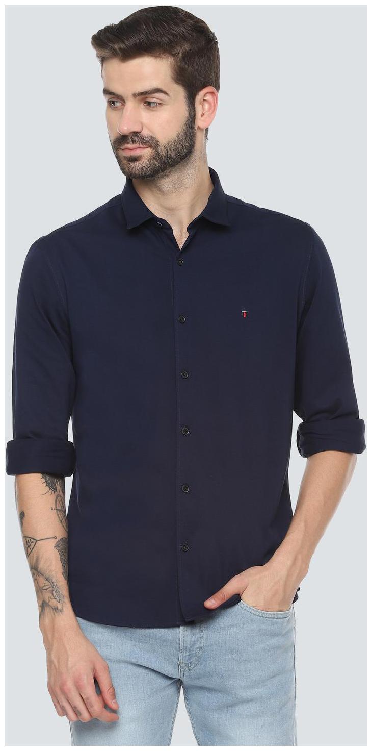 

Louis Philippe Men Blue Solid Slim Fit Casual Shirt