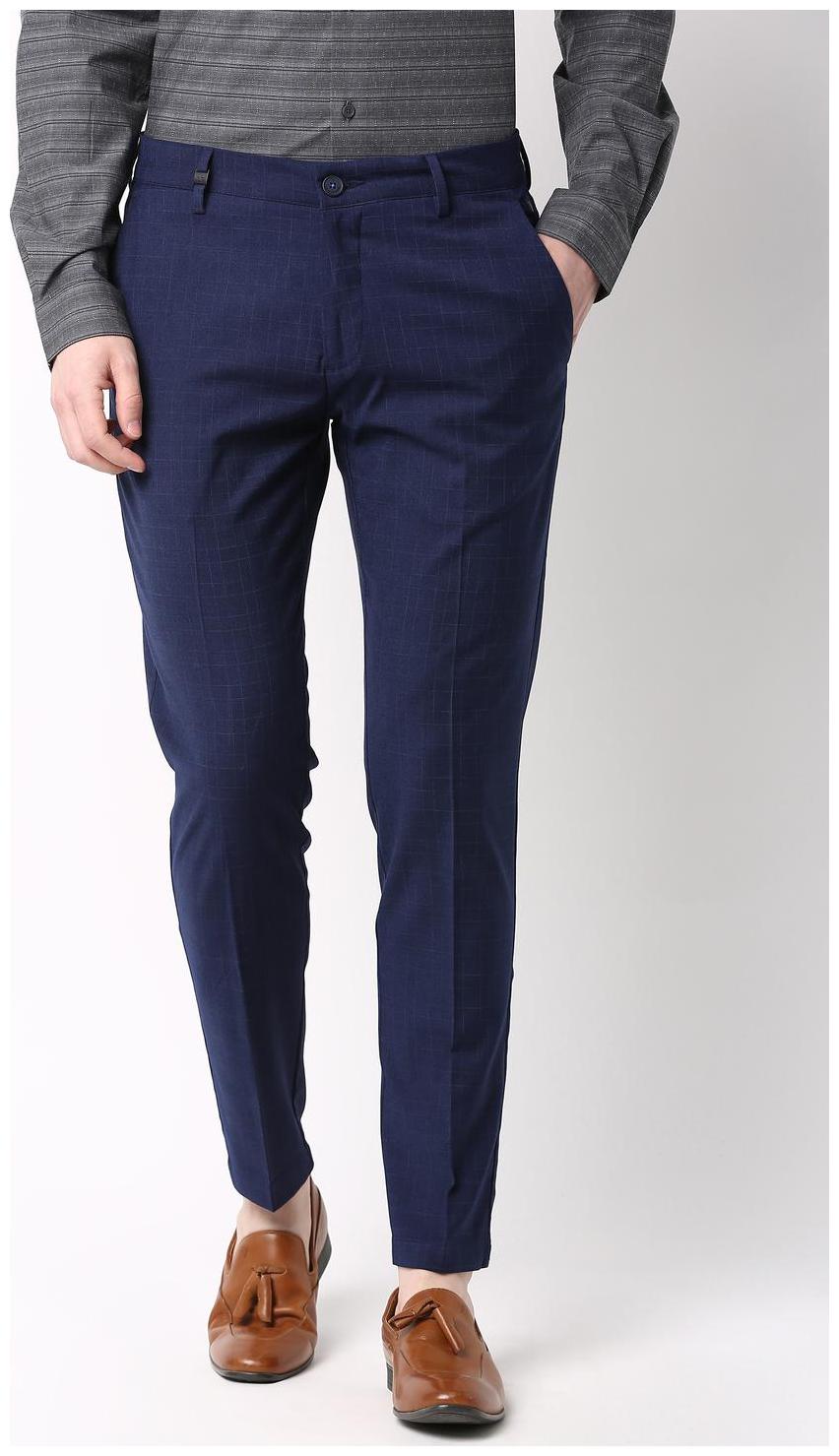 

Louis Philippe Men Blue Checked Slim fit Regular trousers