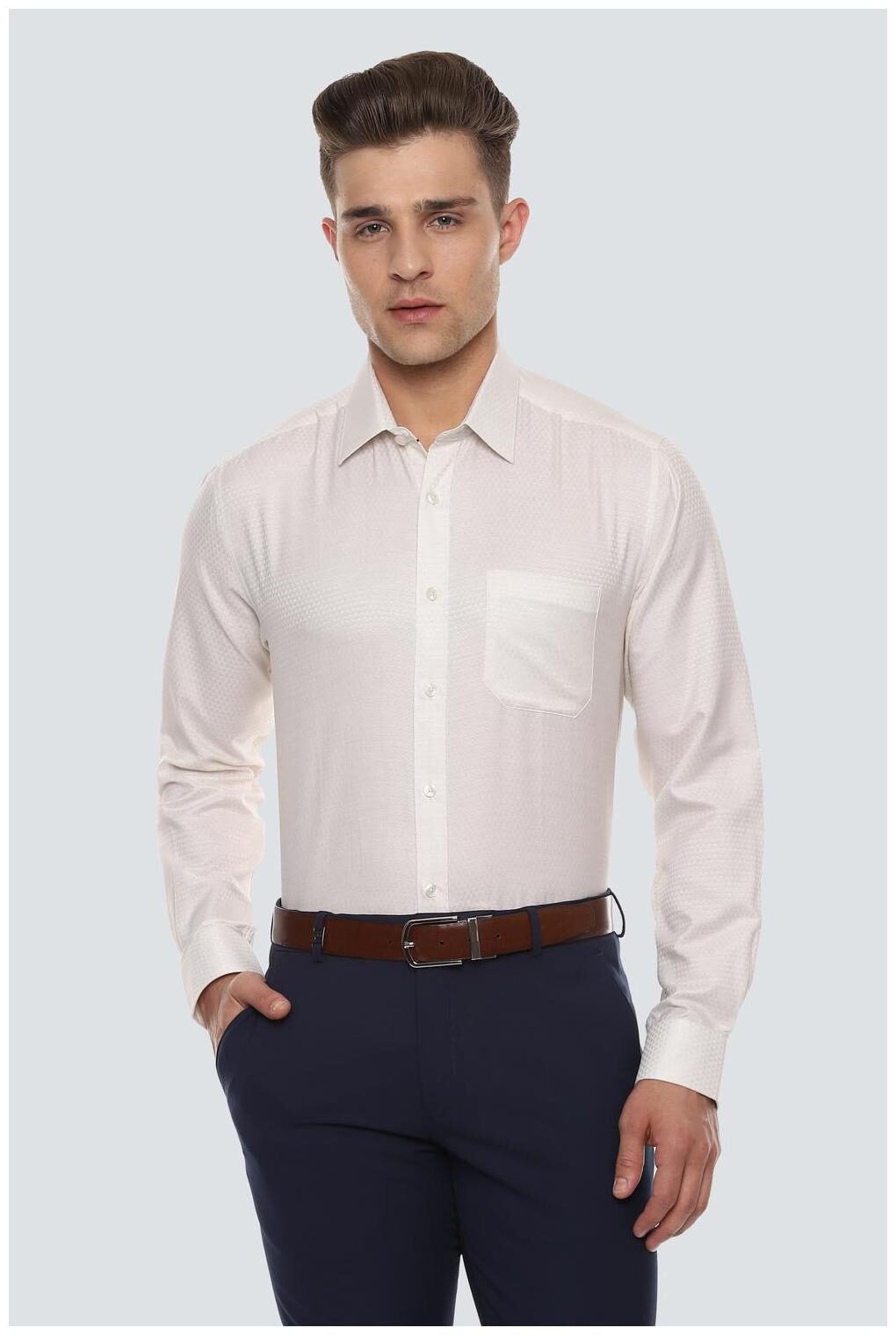 

Louis Philippe Men Slim fit Formal Shirt - Cream