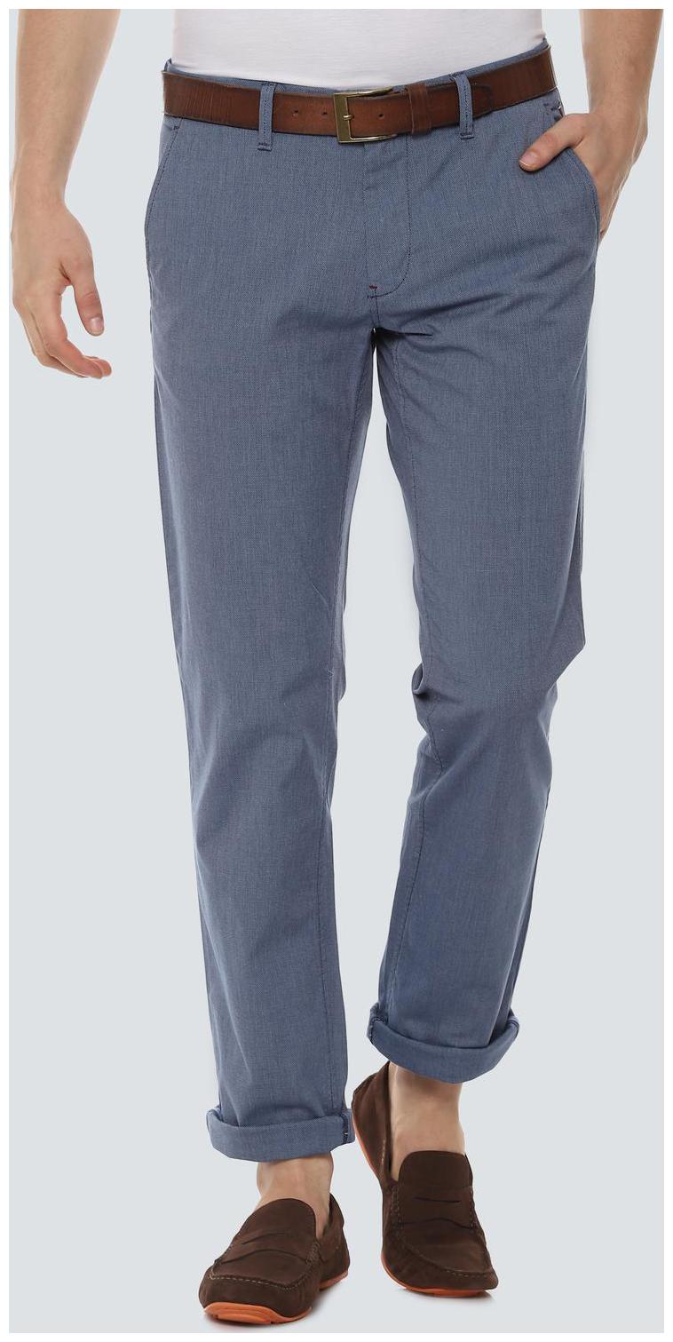 

Louis Philippe Men Blue Textured Slim fit Regular trousers