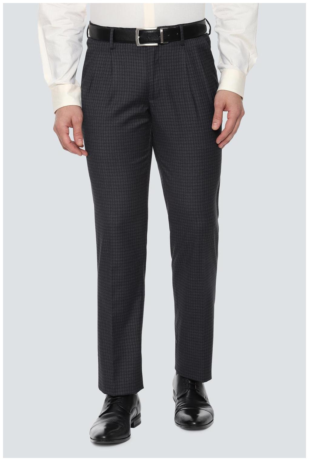 

Louis Philippe Men Checked Regular Fit Formal Trouser - Grey