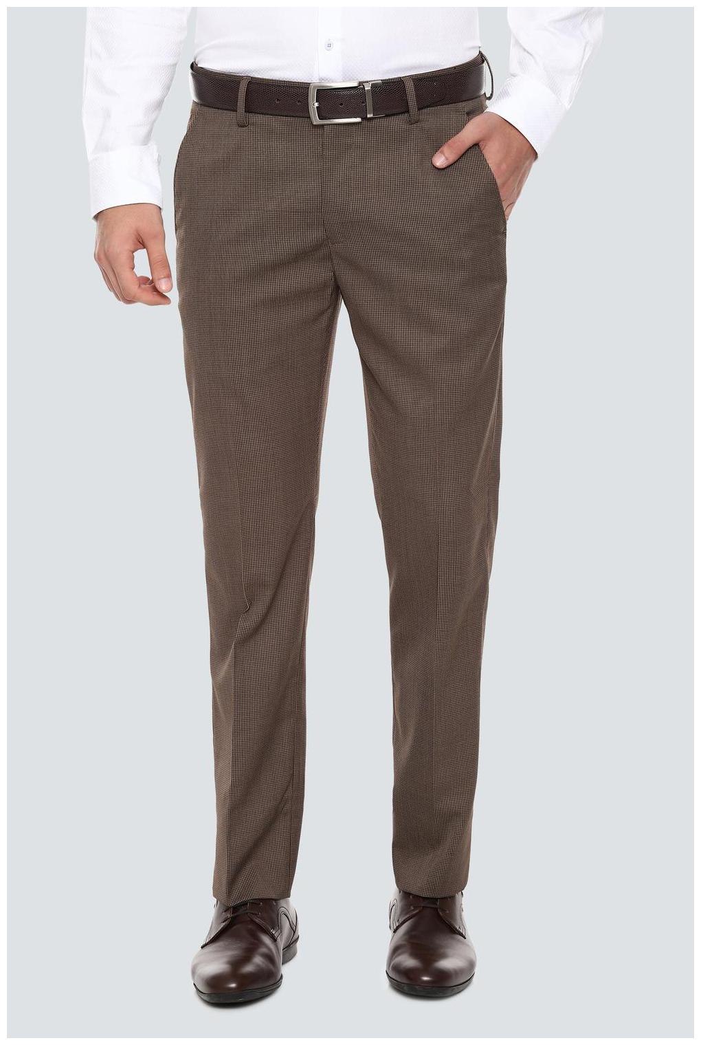 

Louis Philippe Men Textured Slim Fit Formal Trouser - Brown