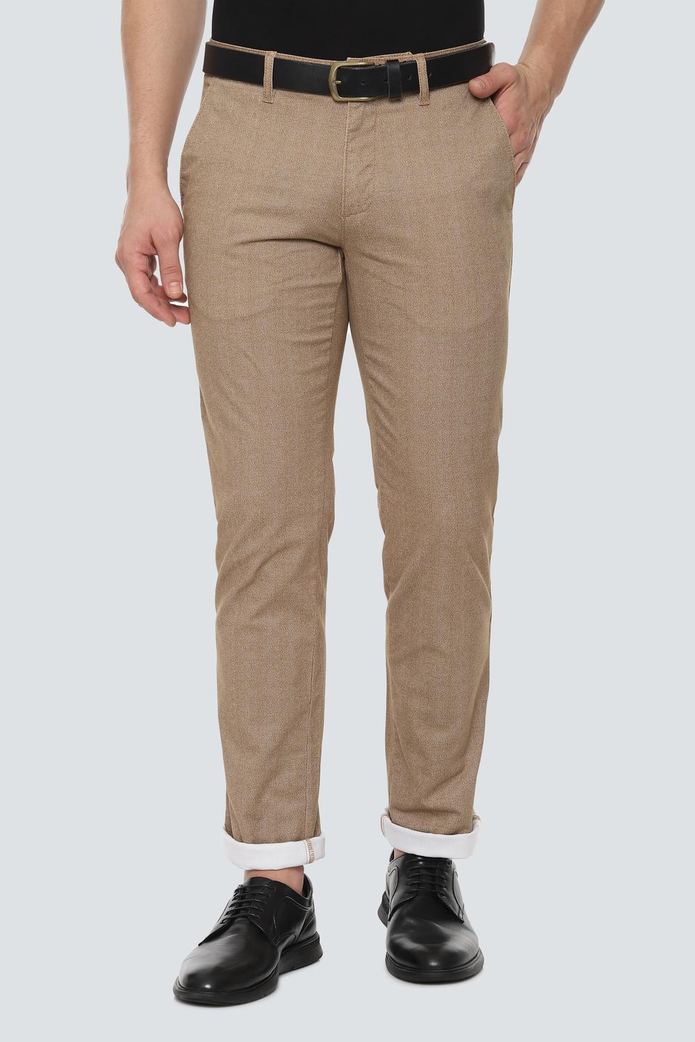 

Louis Philippe Men Beige Printed Slim fit Regular trousers