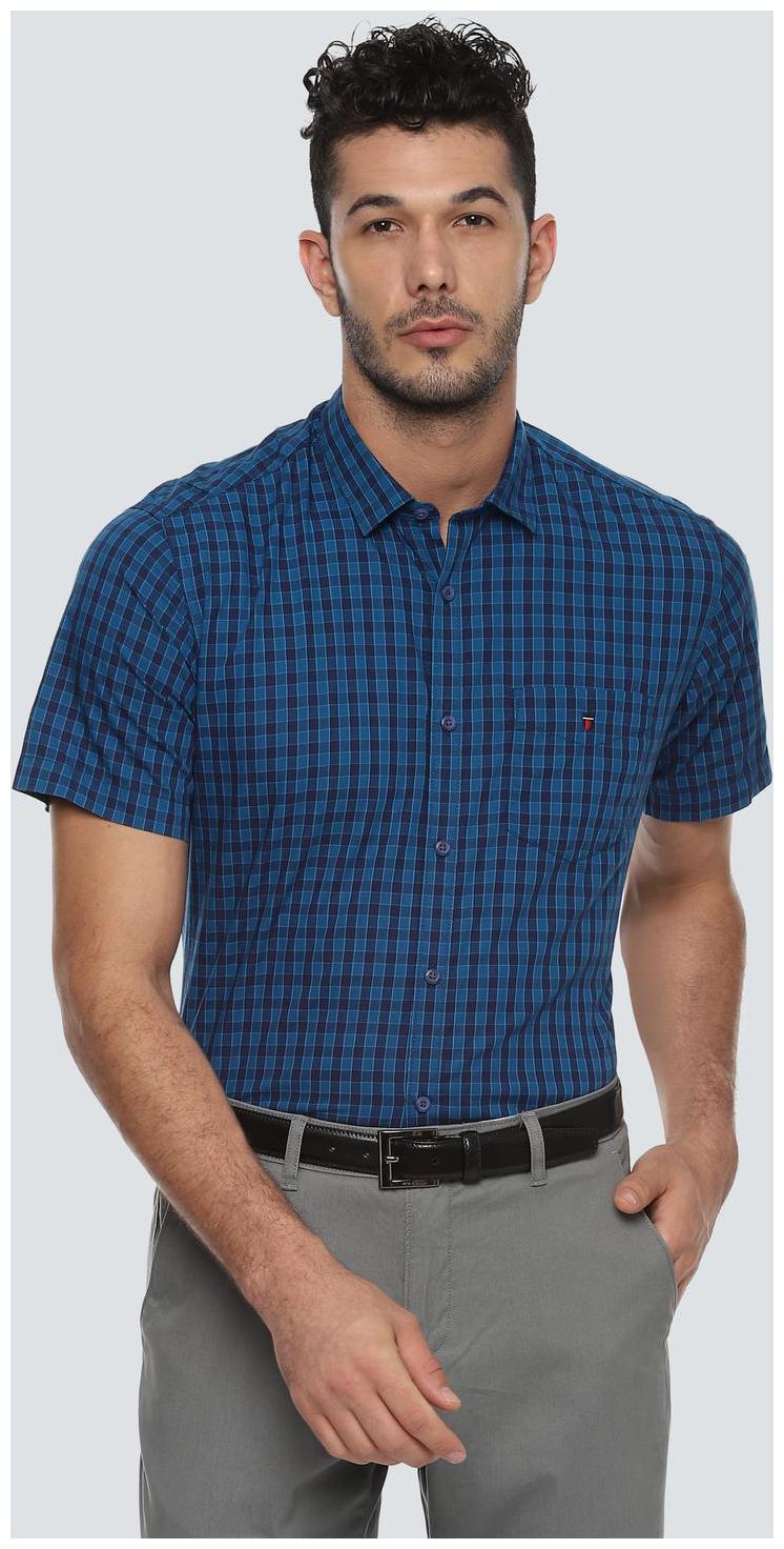 

Louis Philippe Men Blue Checked Slim Fit Casual Shirt