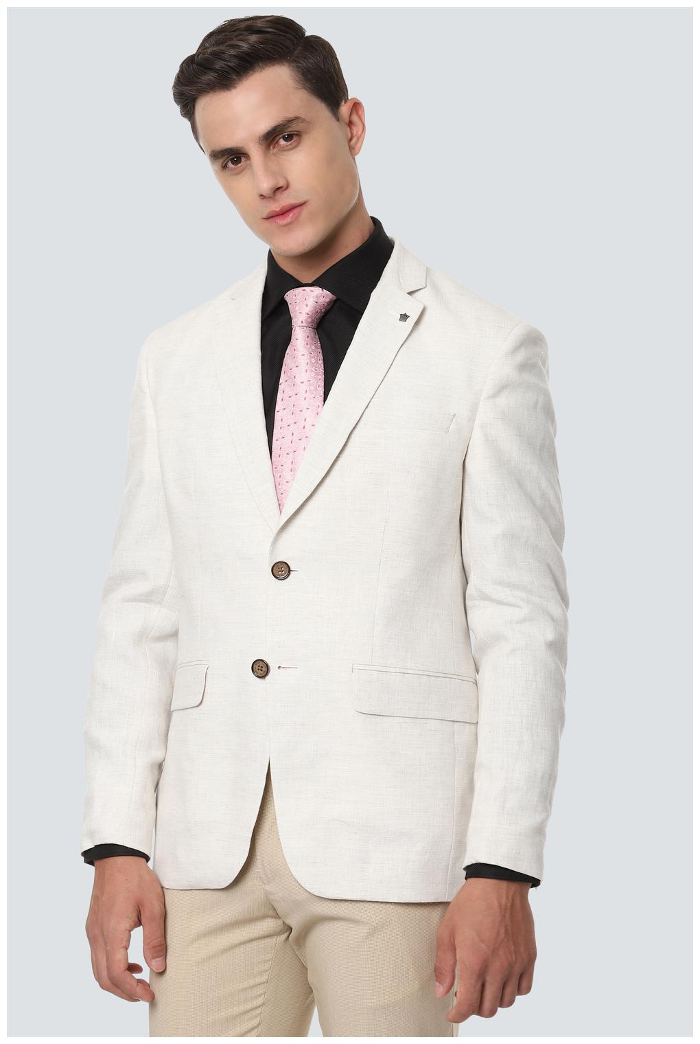 

Louis Philippe Men Cream Solid Slim fit Single Breasted Blazer