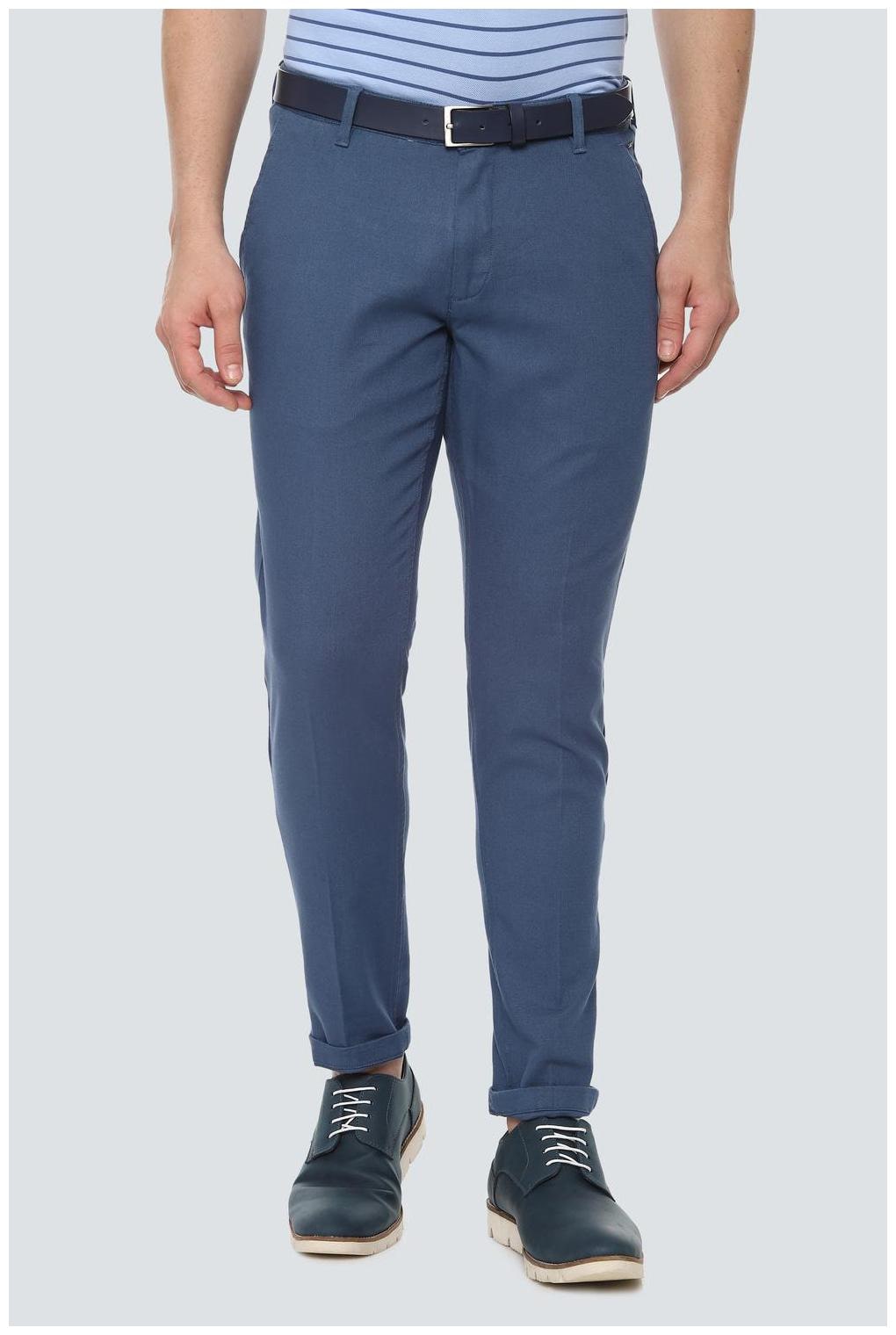 

Louis Philippe Men Blue Textured Slim fit Regular trousers