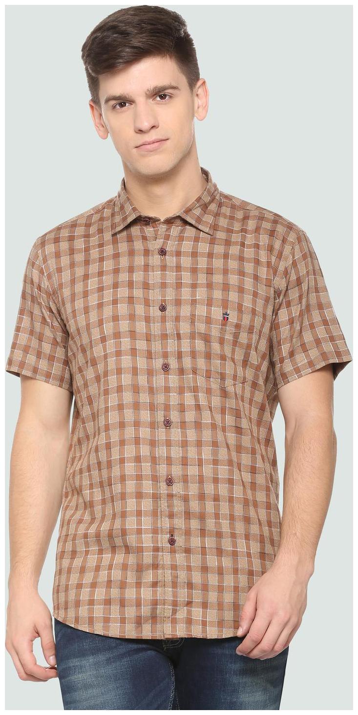 

Louis Philippe Men Brown Checked Slim Fit Casual Shirt