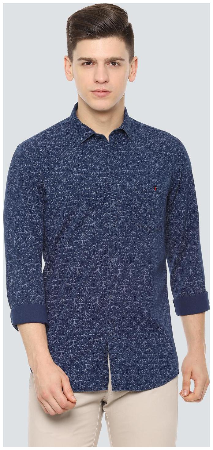 

Louis Philippe Men Blue Geometric Super Slim Fit Casual Shirt